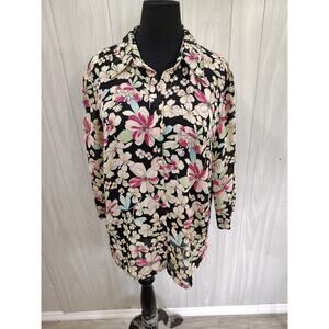 Emma James Woman, A Liz Claiborne Co. Size 18W Sheer Floral Blouse Fairy Peasant